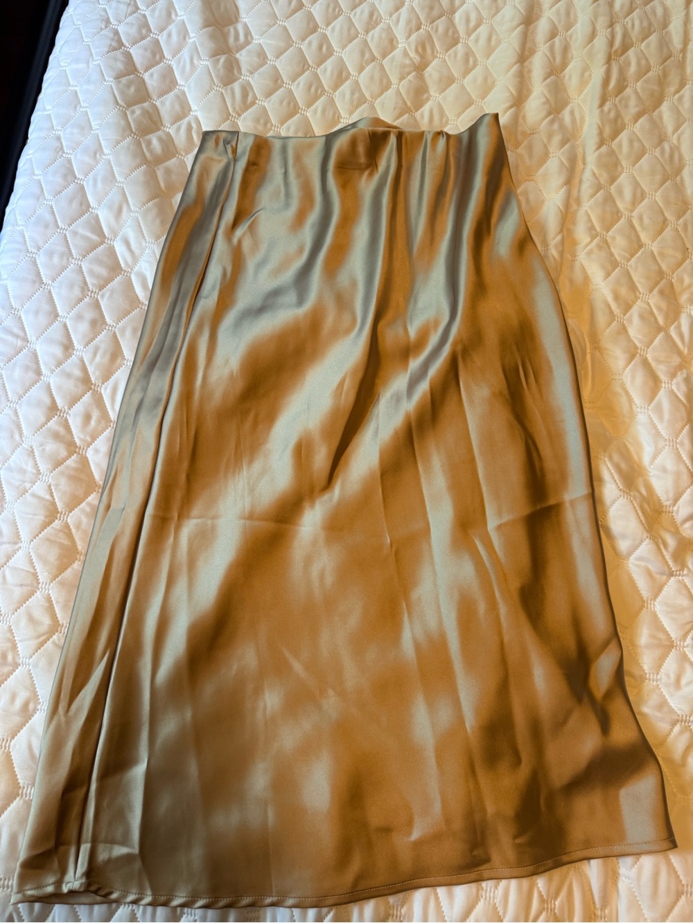 Renee C. Satin Cream Midi Skirt